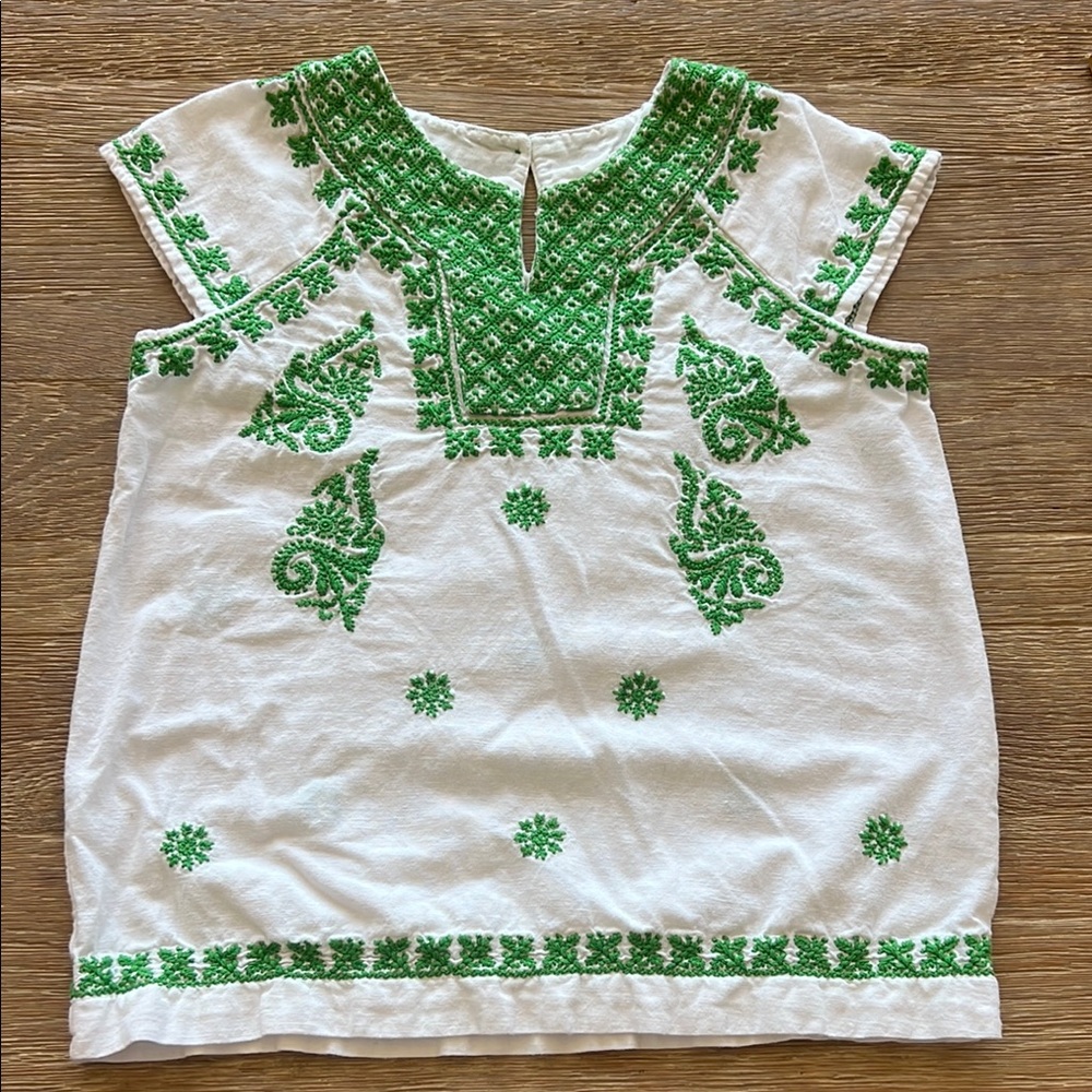 ROLLER RABBIT GIRLS GREEN & white embroidered top, 100 % cotton, 10y